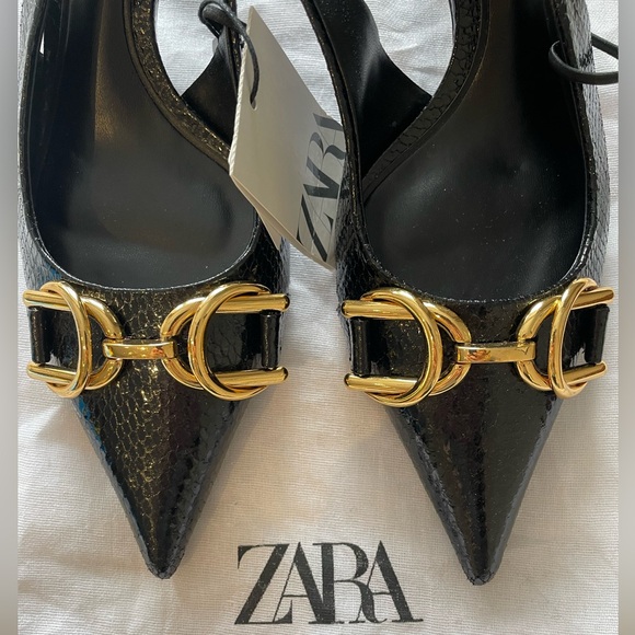 Brand new Zara Embellished Heeled Slingback Shoes - Picture 5 of 8